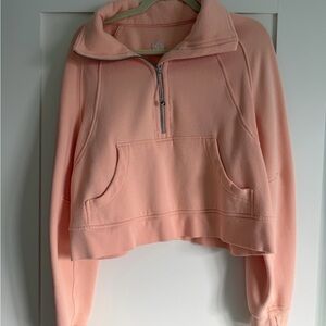 Lululemon Pink Peach Scuba Quarter-Zip Funnel Neck